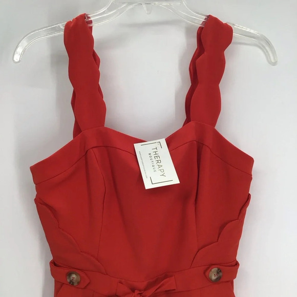 Adeline Rae Lenora Scallop Romper In Poppy Red NWT Summer Beachy Size XS - Picture 7 of 15